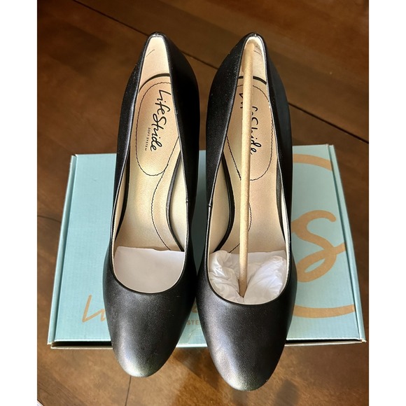 Life Stride Julia Dress Pump Heels Shoes Womens 8.5 Slip On Round Toe Black NEW - Picture 8 of 10